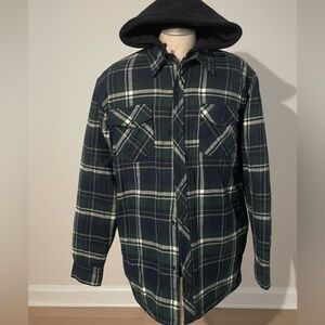 NWT Large Tall Men Plaid Hooded Flannel Shirt Jacket